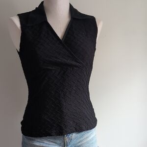 A. Byer Black Textured Sleeveless Blouse